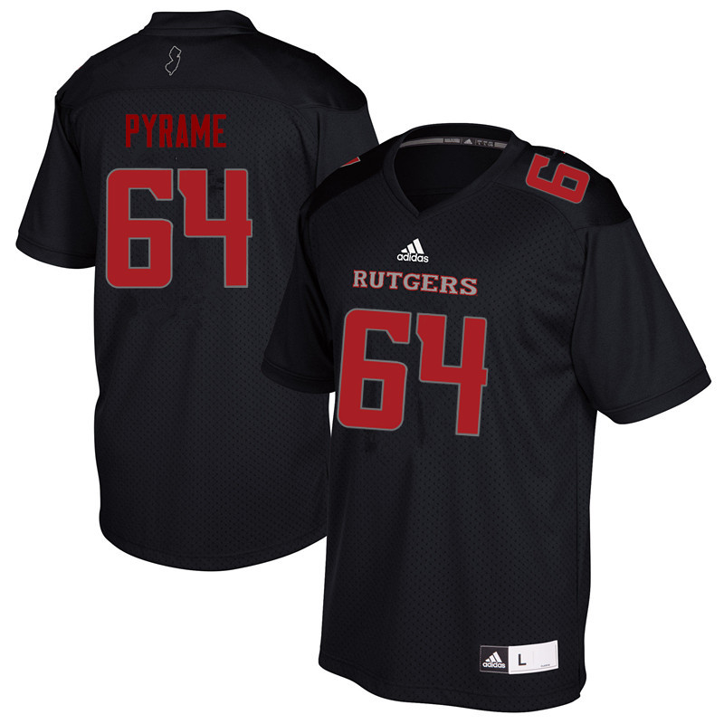 Men #64 Skiy Pyrame Rutgers Scarlet Knights College Football Jerseys Sale-Black